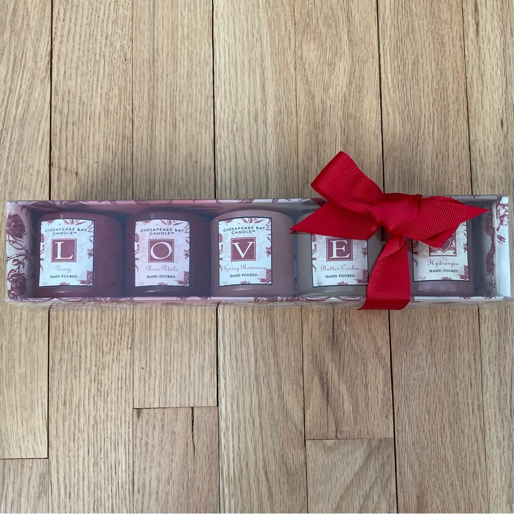 Scented Candles LOVE Boxed set: 5 Candles; 2x2 inch set of 5